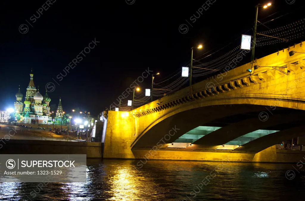 Bridge across the Moscva River with St. Basil's Cathedral in the background, Red Square, Moscow, Russia