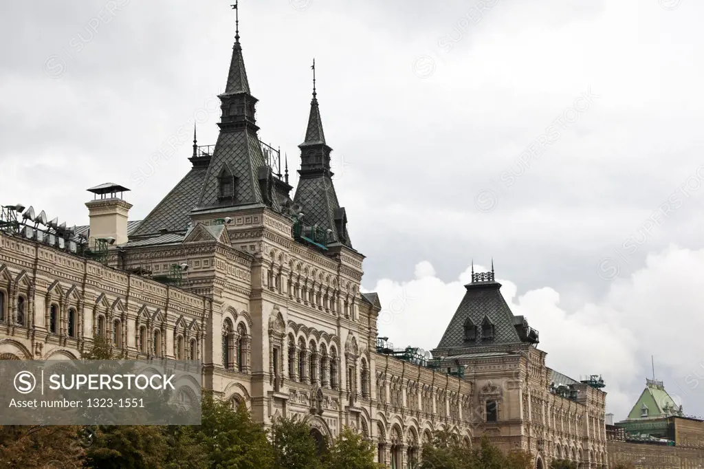 Low angle view of buildings, GUM Department Store, Red Square, Moscow, Russia