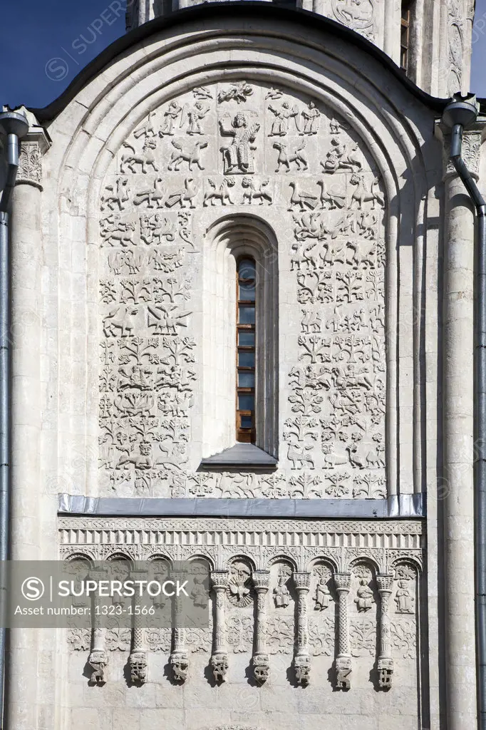 Facade of a cathedral, Cathedral of St. Demetrius, Vladimir, Russia