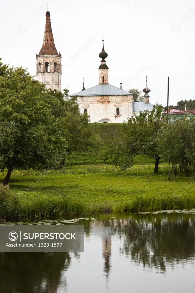 Reflection of a church on water, Suzdal, Russia