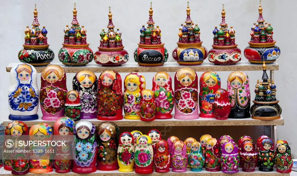 Russian Nesting Dolls (Matryoshka) at a souvenir shop, Suzdal, Russia