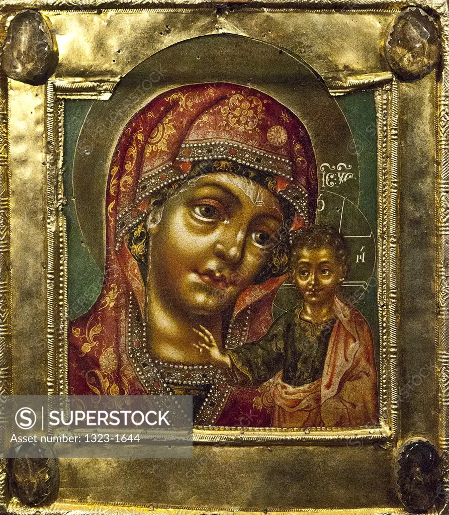 Painting of Virgin Mary with Baby Jesus, Monastery of St Ipaty, Kostroma, Russia