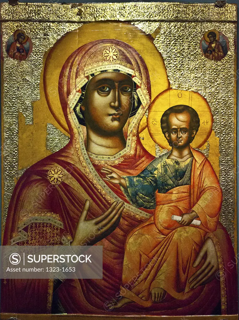 Painting of Virgin Mary with Baby Jesus, Monastery of St Ipaty, Kostroma, Russia