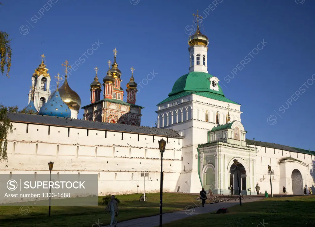 Facade of a monastery, Trinity Lavra of St. Sergius, Sergiyev Posad, Moscow Oblast, Russia
