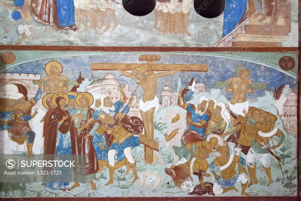 Wall murals in the Church of the Resurrection, Kremlin, Rostov, Russia