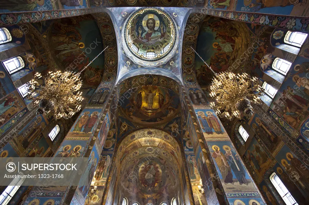 Interior ceiling of the Church of the Savior on Spilled Blood, St. Petersburg, Russia