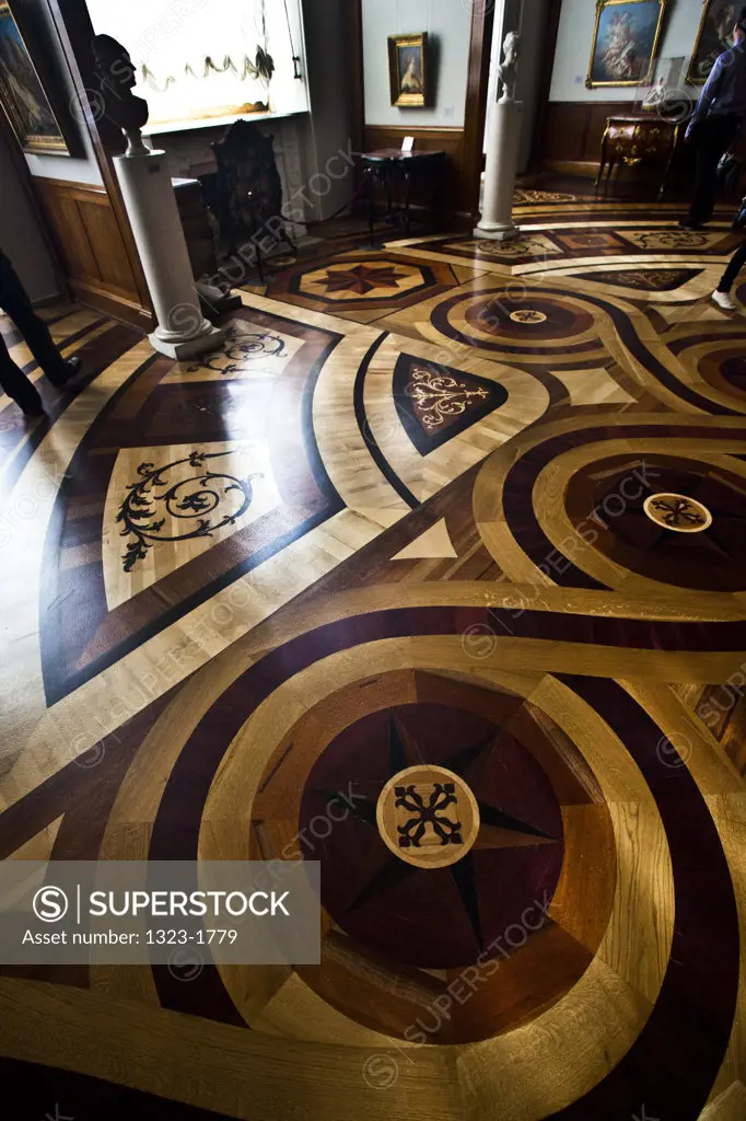 Inlaid wooden floor in a museum, State Hermitage Museum, St. Petersburg, Russia