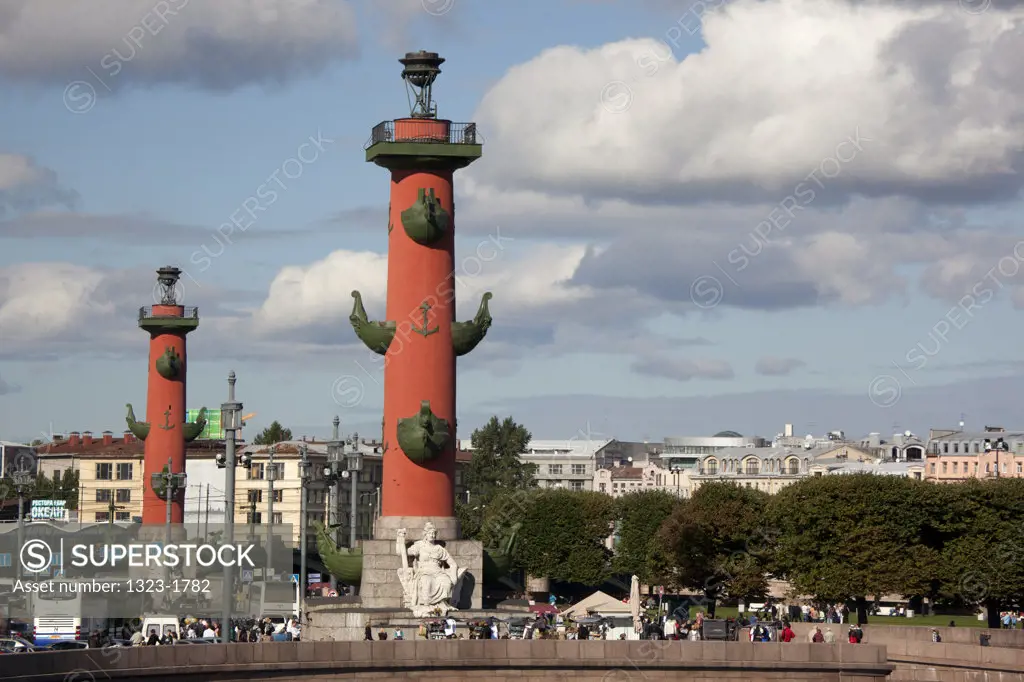 View of the Rostral Columns, St. Petersburg, Russia