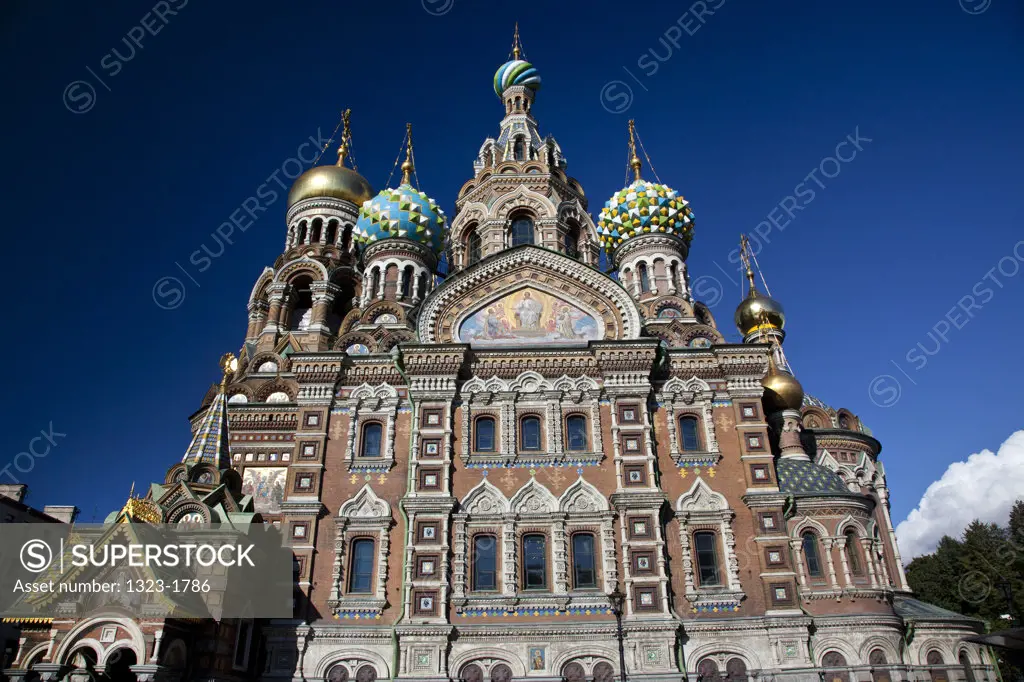 Low angle view of the Church of the Savior on Spilled Blood, St. Petersburg, Russia