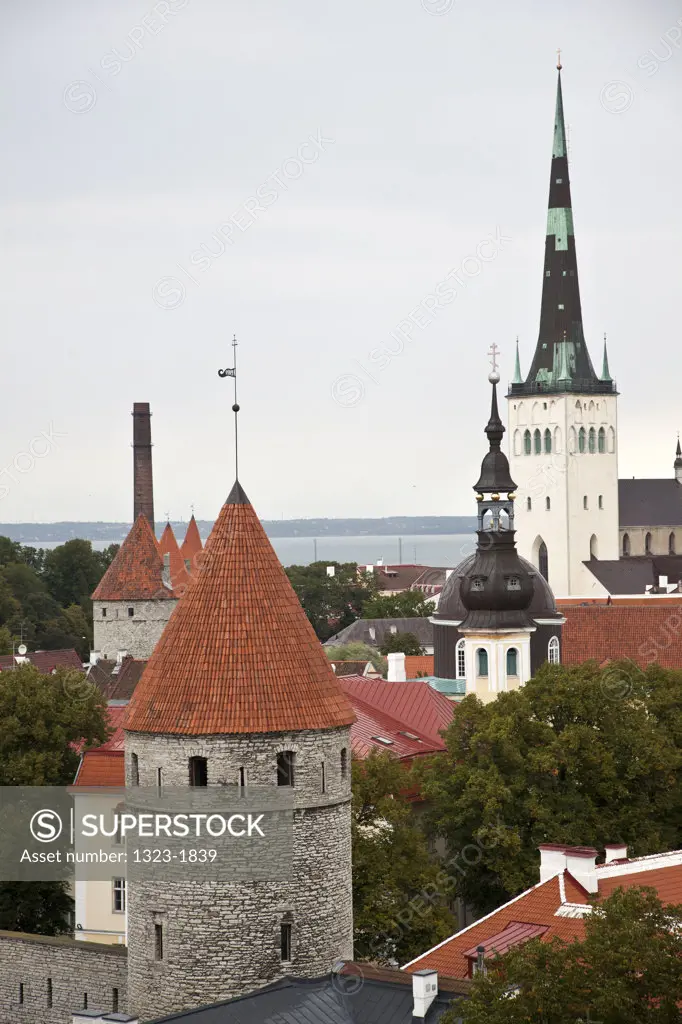 Church in a town, St. Olaf's Church, Old Town, Tallinn, Estonia