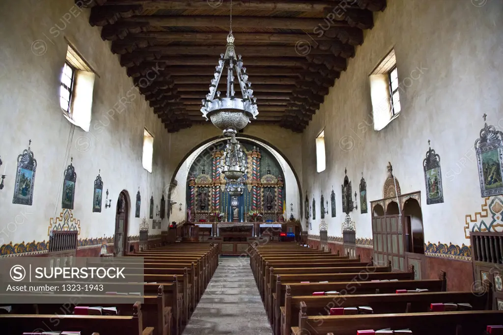 Interiors of a church, Our Lady of Mount Carmel Church, Montecito, Santa Barbara County, California, USA