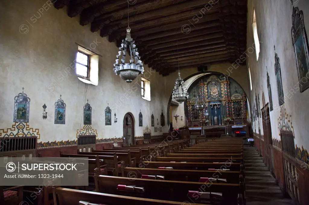 Interiors of a church, Our Lady of Mount Carmel Church, Montecito, Santa Barbara County, California, USA