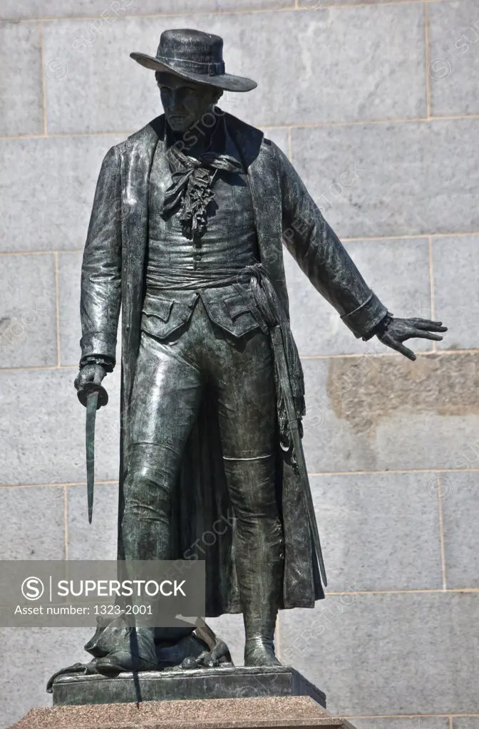 USA, Massachusetts, Boston, Charlestown, Statue of Colonel William Prescott at Bunker Hill