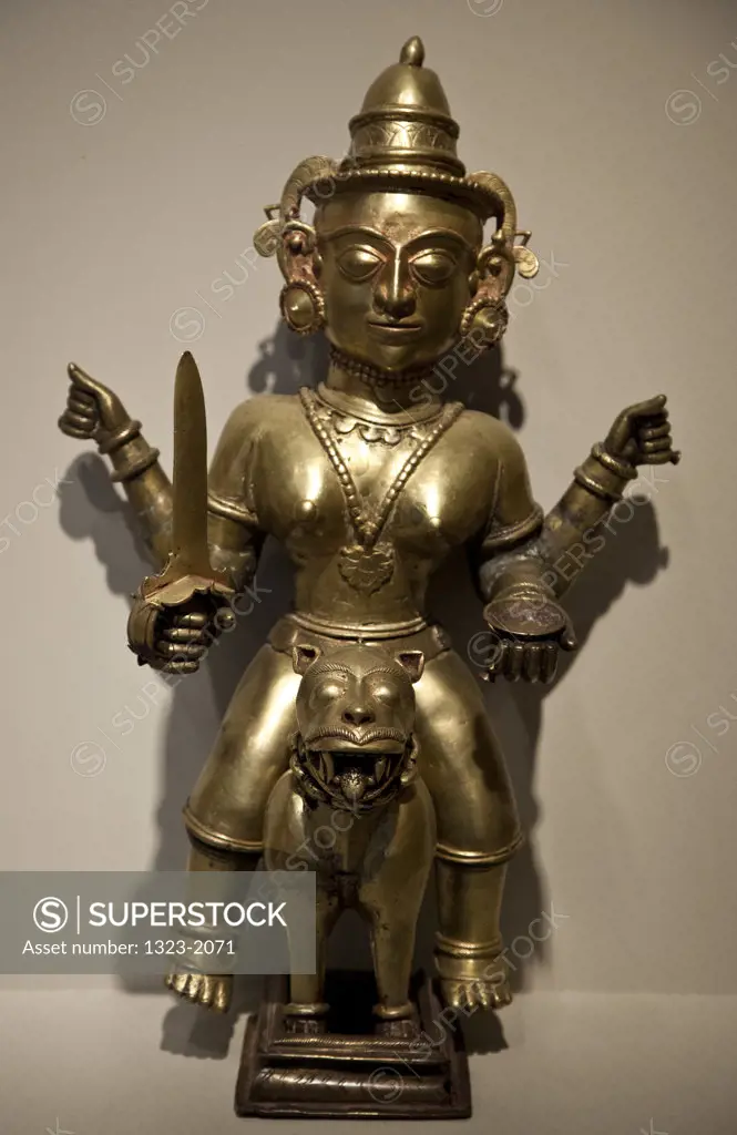 Bronze Hindu Goddess statue at the Peabody Essex Museum, Salem, Massachusetts, USA