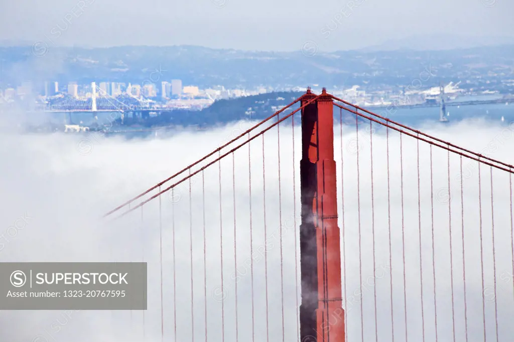 High angled view of the Golden Gate Bridge and San Francisco