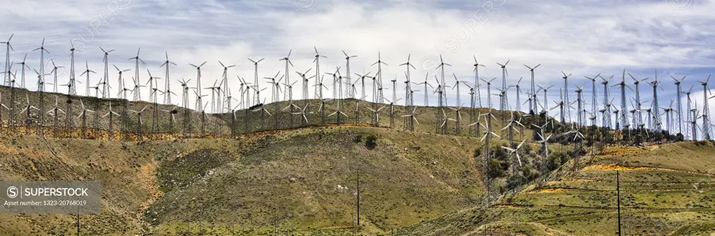 Wind turbines on a ridge in California
