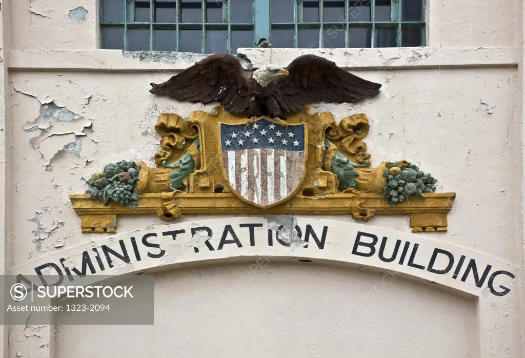 Administration Building sign at Alcatraz Island, San Francisco, California, USA