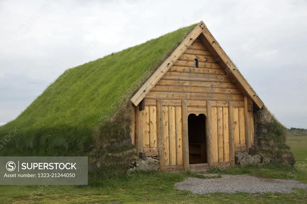 The Turf Church or earth covered Chapel At Skalholt,Iceland.