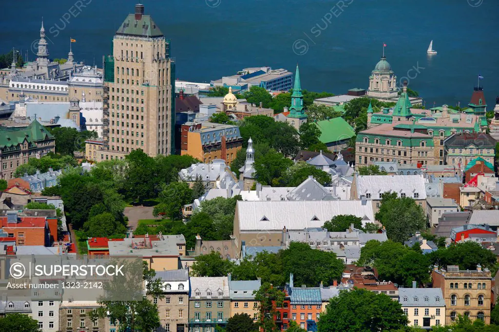 Canada, Quebec City, High angled view of Old Quebec City