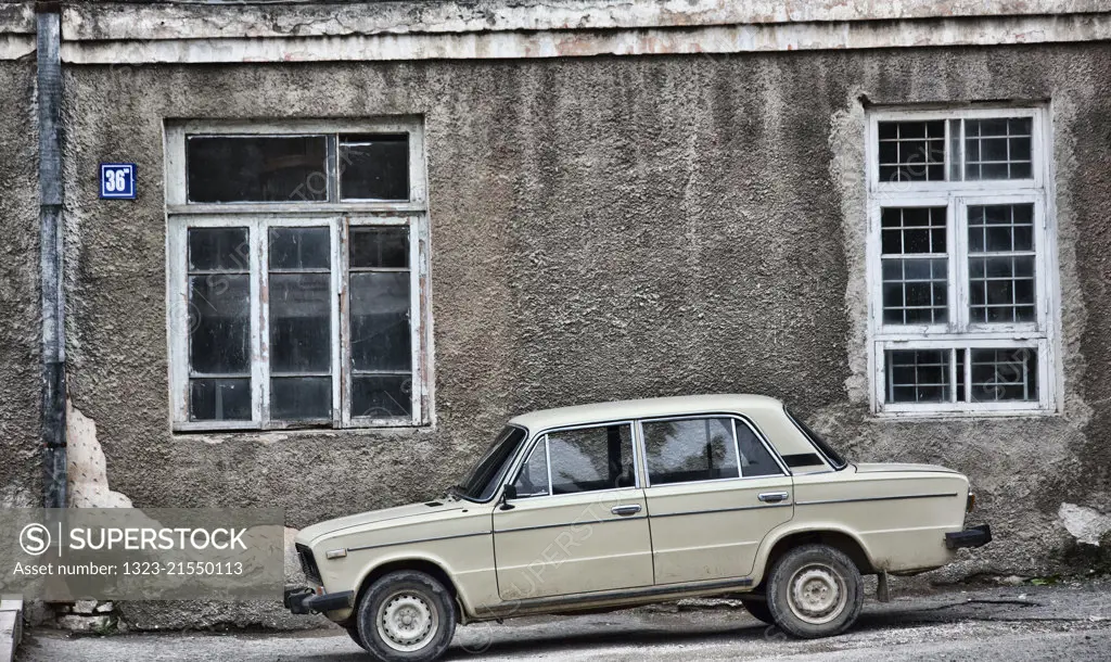 View of an Old Lada automobile in Stepankert, Nagorno-Karbakh.