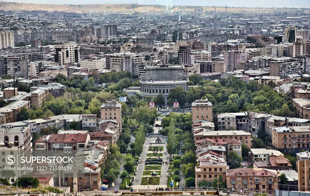 View of the Opera House in downtown Yerevan, Armenia.
