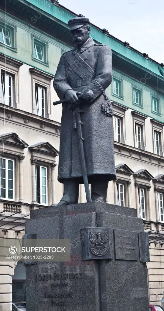 Poland, Warsaw, Statue of Jozef Pilsudski in Pilsudski Square