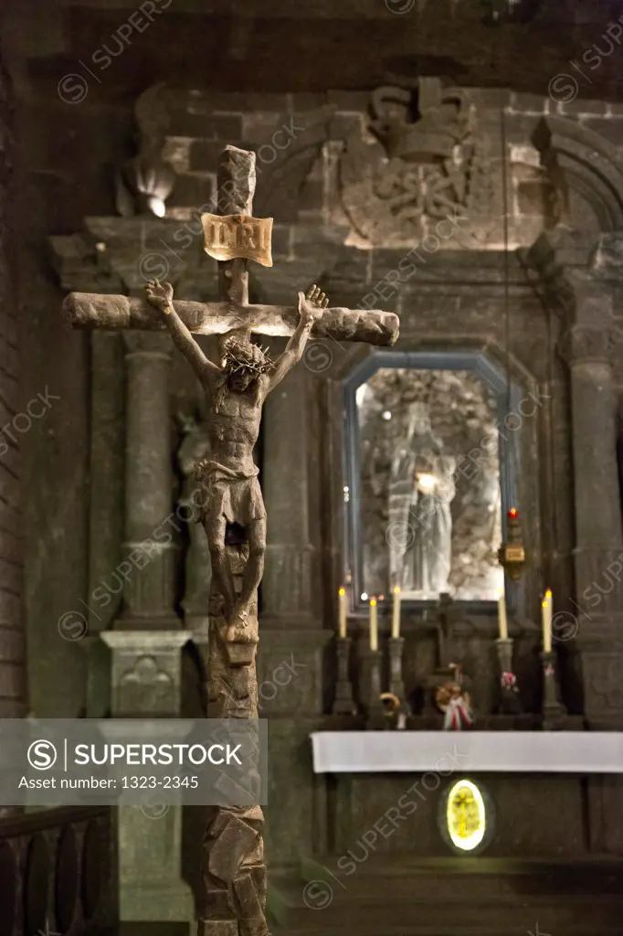 Poland, Wieliczka, Salt mine, Chapel of Blessed St. Kinga, Christ Statue