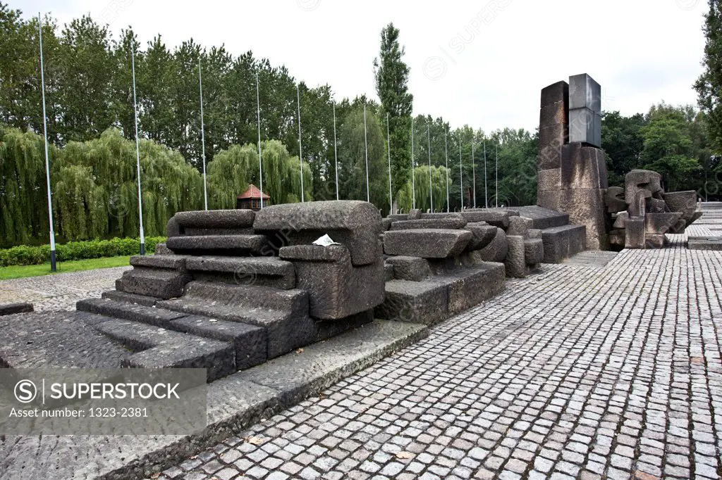 Poland, Oswiecim, Birkenau Death Camp, Memorial Monument