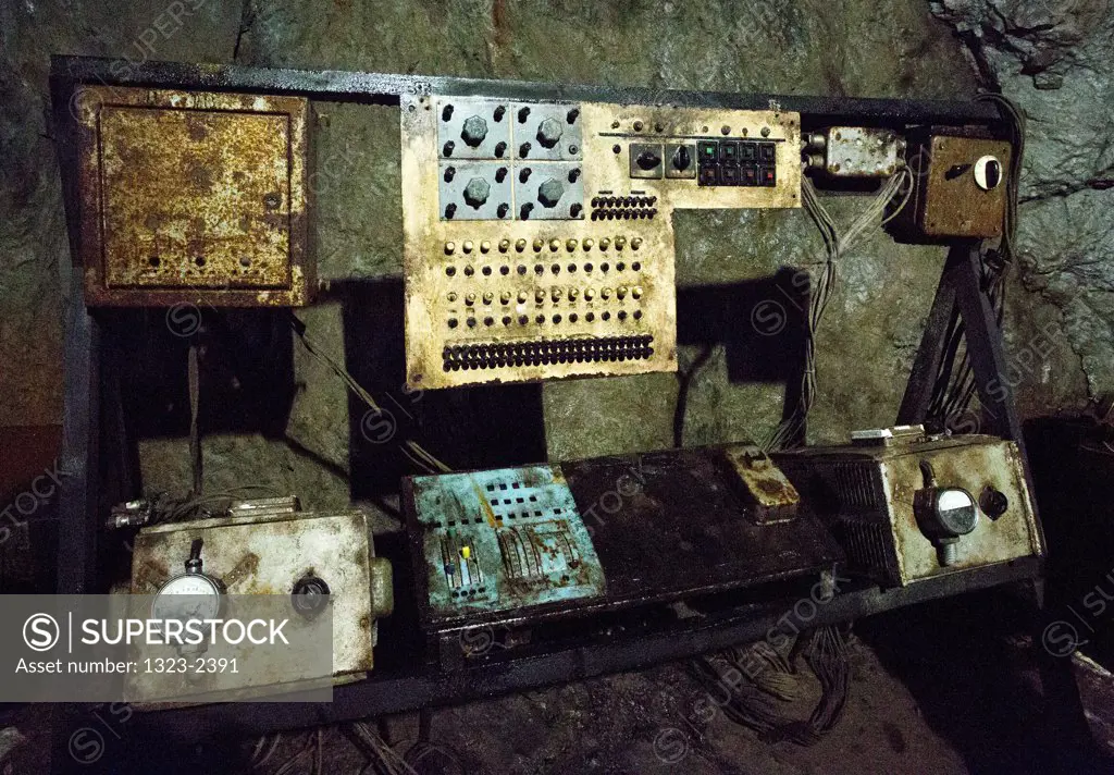 Poland, Osowka, Old electronic equipment in Nazi underground complex
