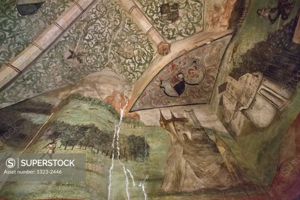 Czech Republic, Interior ceiling paintings at Houska Castle