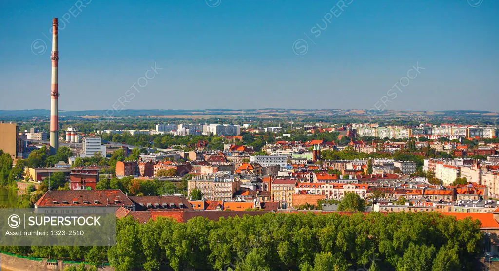 Poland, Wroclaw, High angled view of city