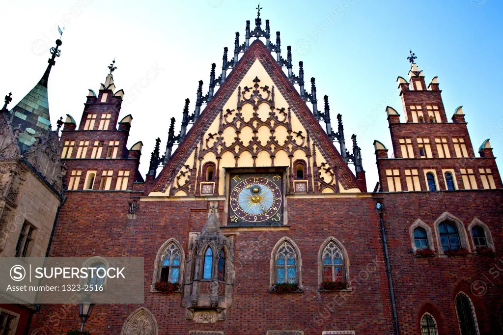 Poland, Wroclaw, Ornamental Facade of Town Hall