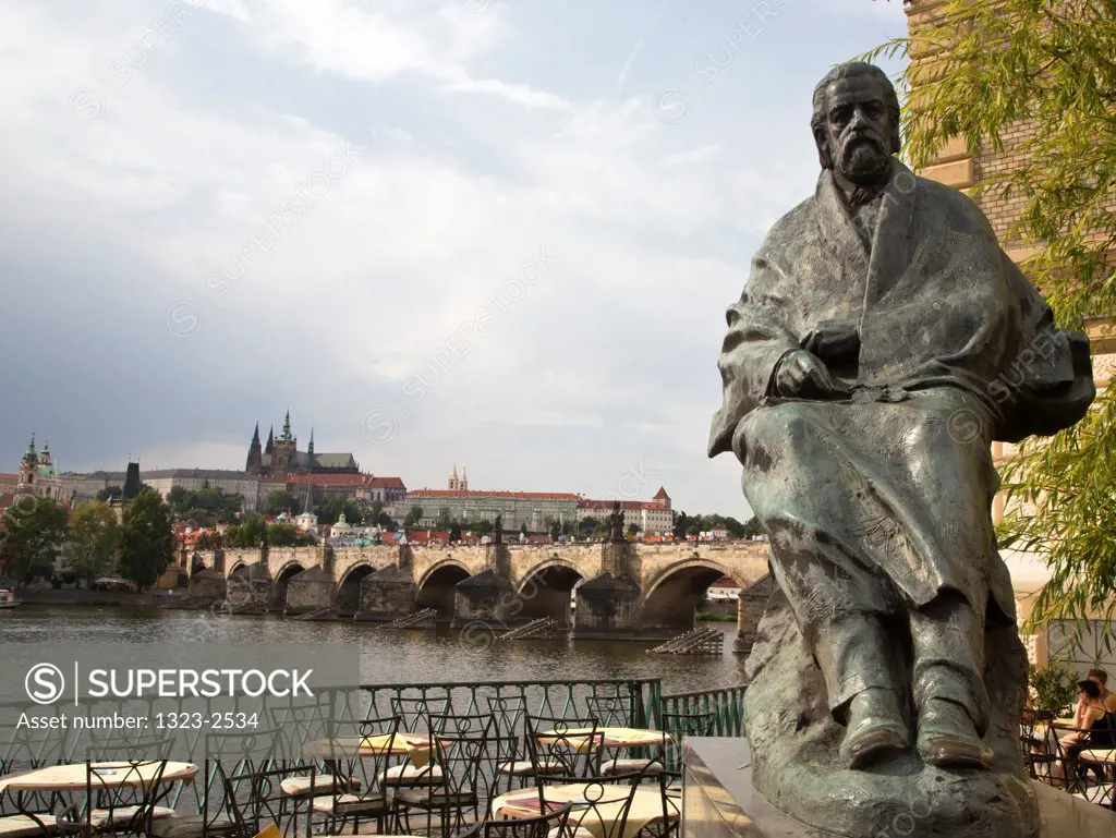 Czech Republic, Praque, Statue of Bedrich Smetana near Charles Bridge