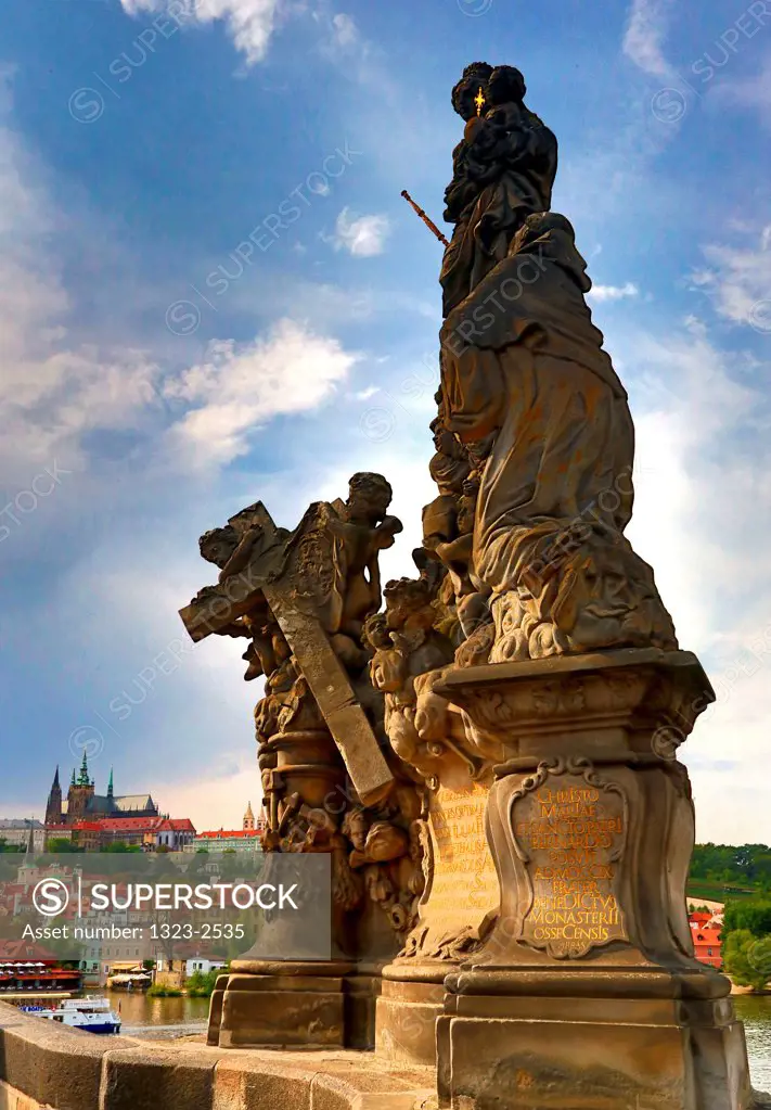 Czech Republic, Praque, Statue on Charles Bridge