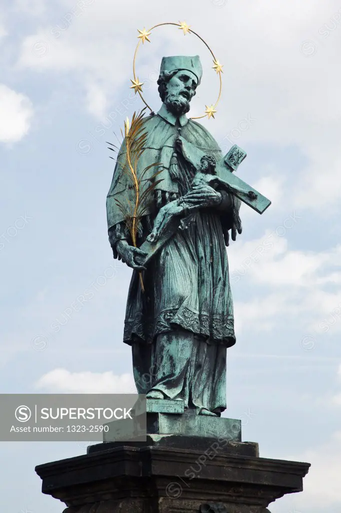 Czech Republic, Praque, Statue of St. John of Nepomuk on Charles Bridge