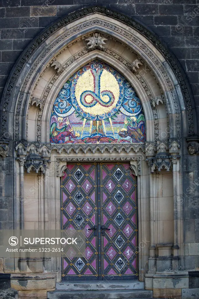 Czech Republic, Prague, Vysehrad Castle, Church St Peter and Paul, Door
