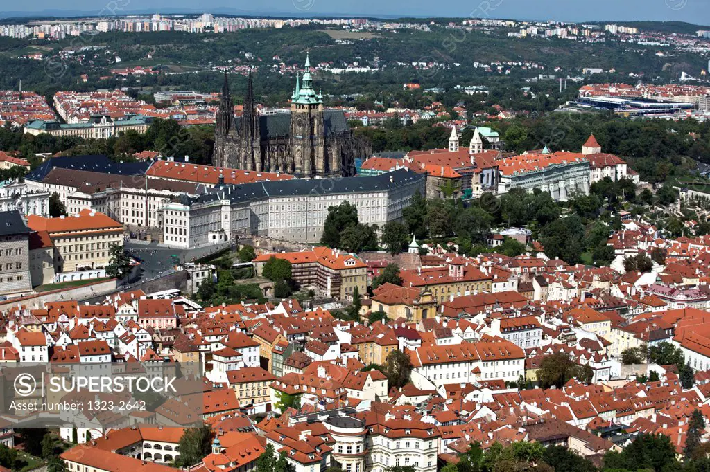 Czech Republic, Prague, Prague Castle seen from Petrin Hill