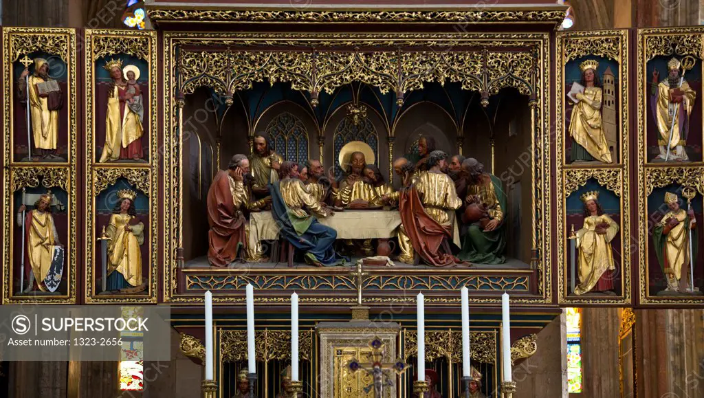 Czech Republic, Kutna Hora, St. Barbara's Cathedral, Wooden Last Supper diorama