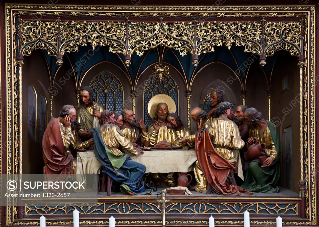 Czech Republic, Kutna Hora, St. Barbara's Cathedral, Wooden Last Supper diorama