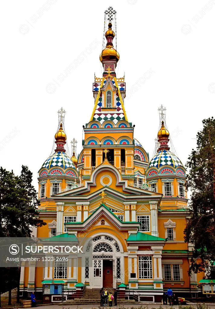 Facade of Zenkov Cathedral in Panfilov Park, Almaty, Kazakhstan