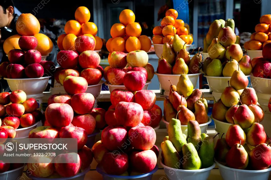 Fruits in a market for sale, Almaty, Kazakhstan