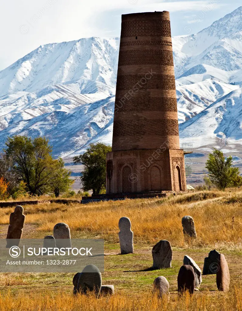 Kyrgyzstan, Tokmok, Balbols in field near Burana Tower