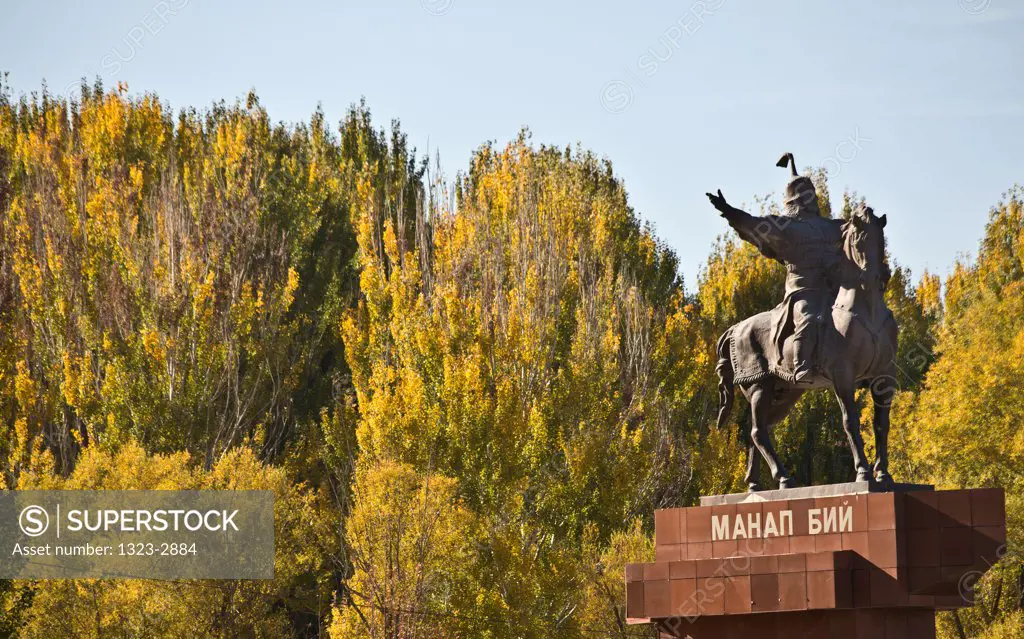 Kyrgyzstan, Tokmok, Statue of Manap Bij