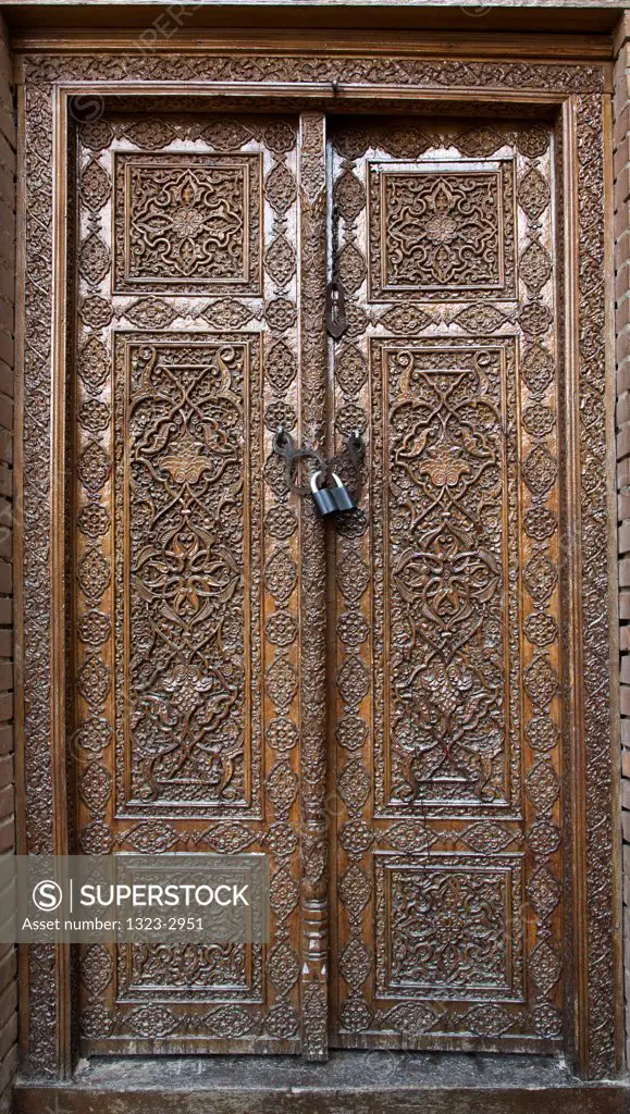 Uzbekistan, Samarkand, Door at Gur-e Amir Mausoleum
