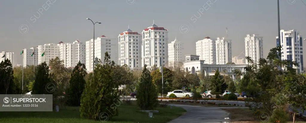 Turkmenistan, Ashgabat, Apartment buildings