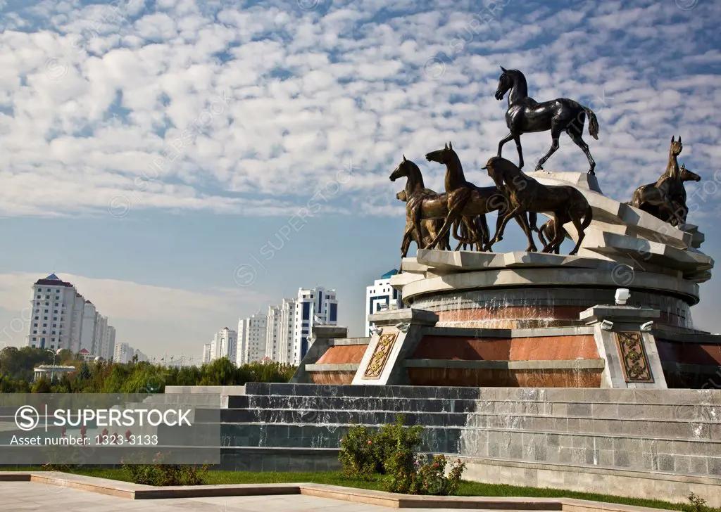 Turkmenistan, Ashgabat, Monument to Turkmen National Breed of Horses