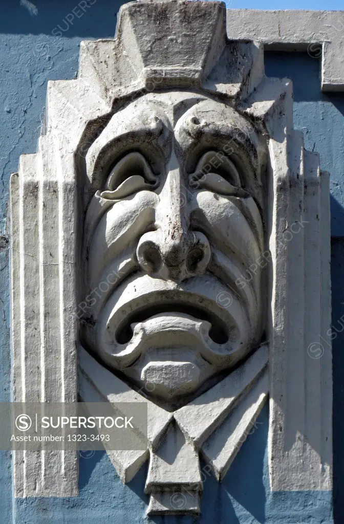 Sculpture carving on facade of a building, San Francisco, California, USA