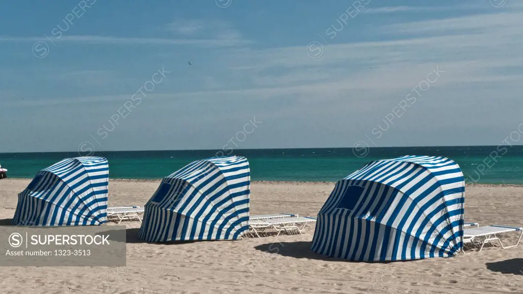 Cabanas on the beach, Florida, USA