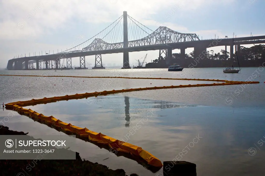 New and old Bay Bridge from Treasure Island, San Francisco Bay, San Francisco, California, USA