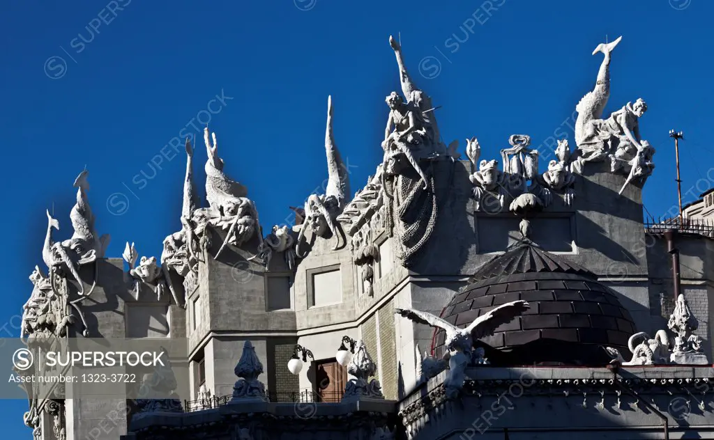 Statue on the roof of the House with Chimaeras, Kiev, Ukraine